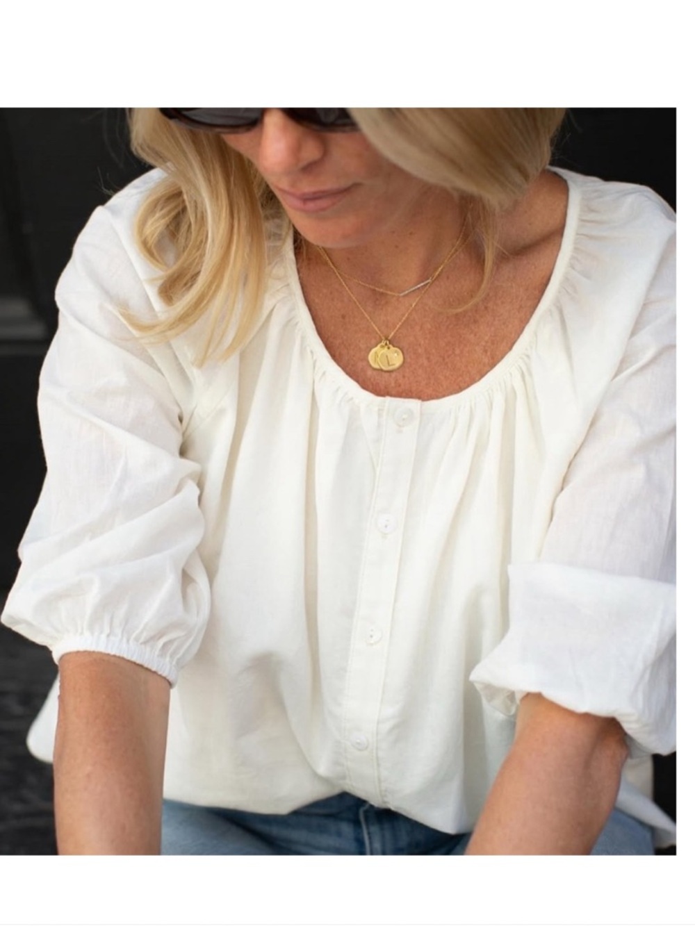 NEW Marea by Liz Joy Cotton Sophie Top Ivory Small